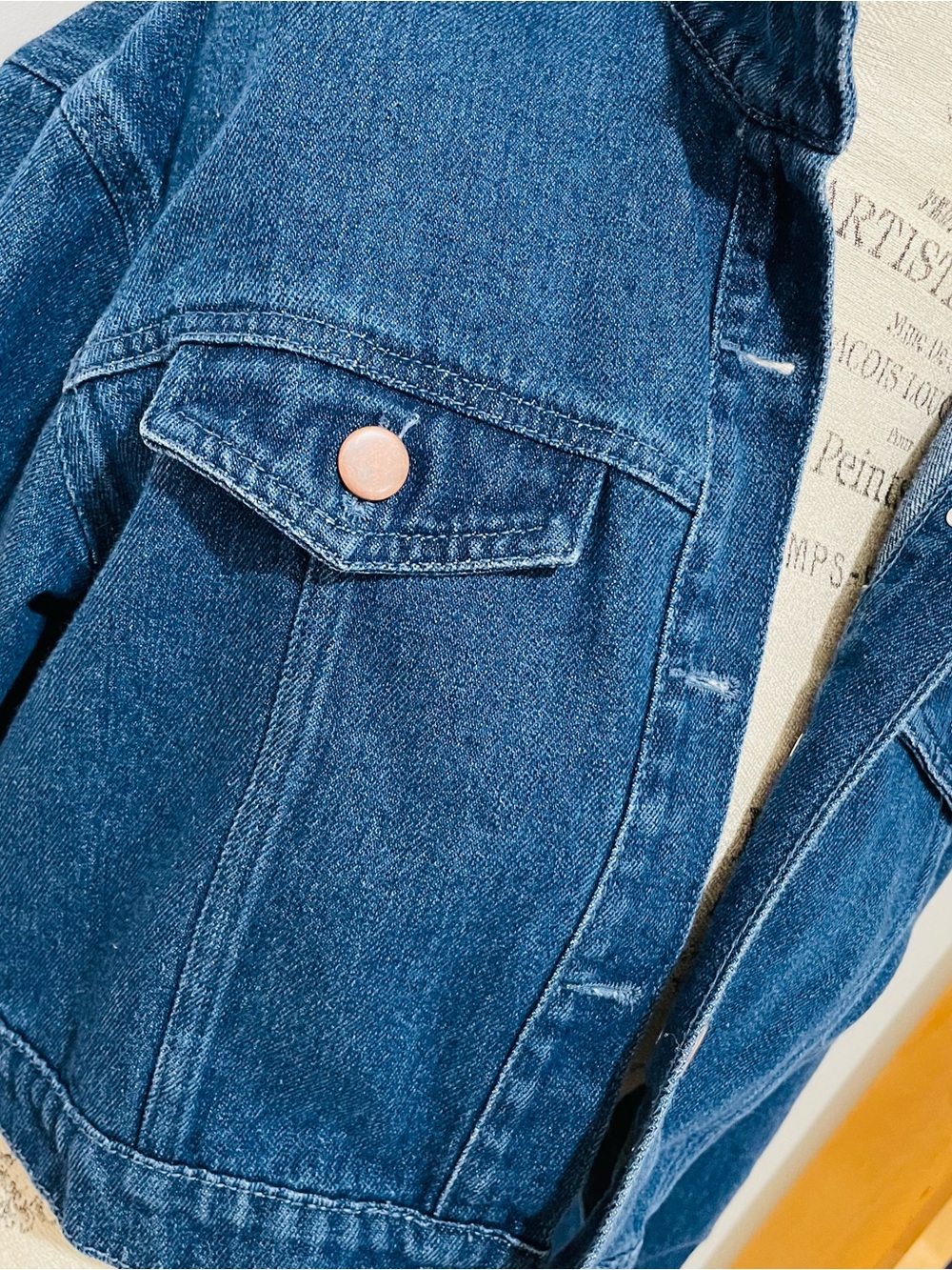 Classic Dark Blue Cropped Denim Jacket - Picture 3 of 4